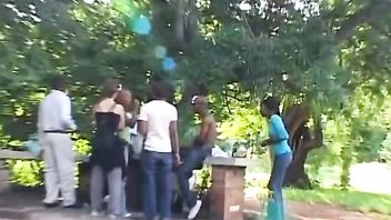 African short-haired girl abused and spanked outside of the house
