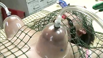 Teen Tied Up On A Table With Pumps On Her Breasts And Fucked