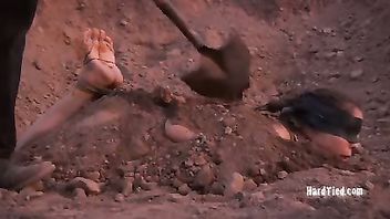 Sweet slave receives dirty mud punishment outdoors for being such a naughty slut